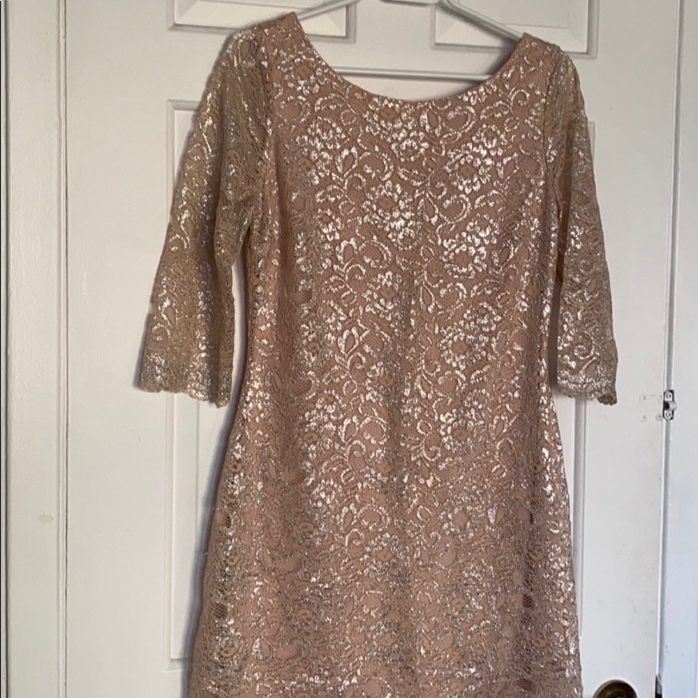 Ivanka Trump pink / silver knit dress